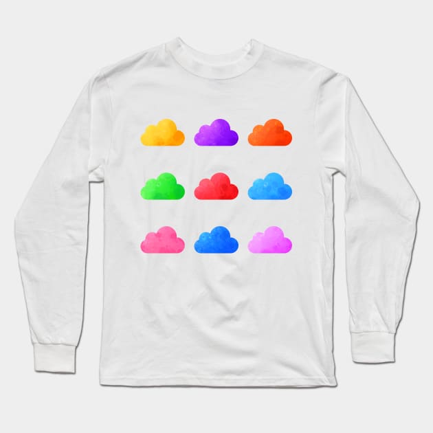 Colorful Watercolor Clouds Pack Long Sleeve T-Shirt by alien3287